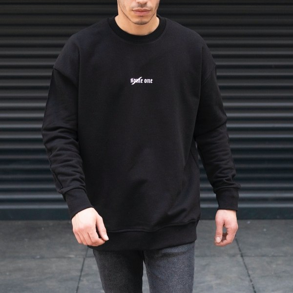 Men's Designer Sweatshirt Font Detailed Black - 4
