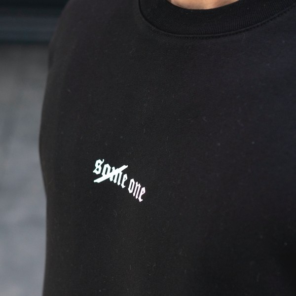 Men's Designer Sweatshirt Font Detailed Black - 6