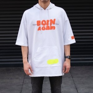 Men's ShortArm Hoodie T-shirt Short Sleeve White - 2