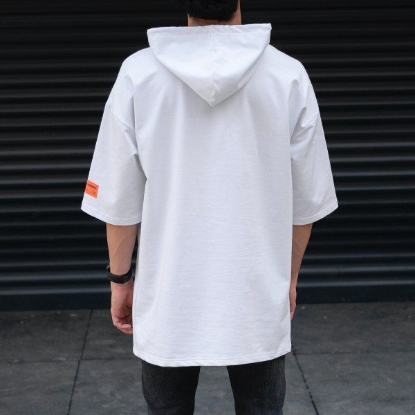 Men's ShortArm Hoodie T-shirt Short Sleeve White - 4