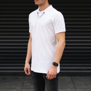 Men's Basic Slim Fit T-shirt Chain Designer White