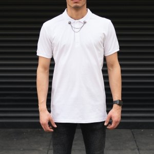 Men's Basic Slim Fit T-shirt Chain Designer White - 1