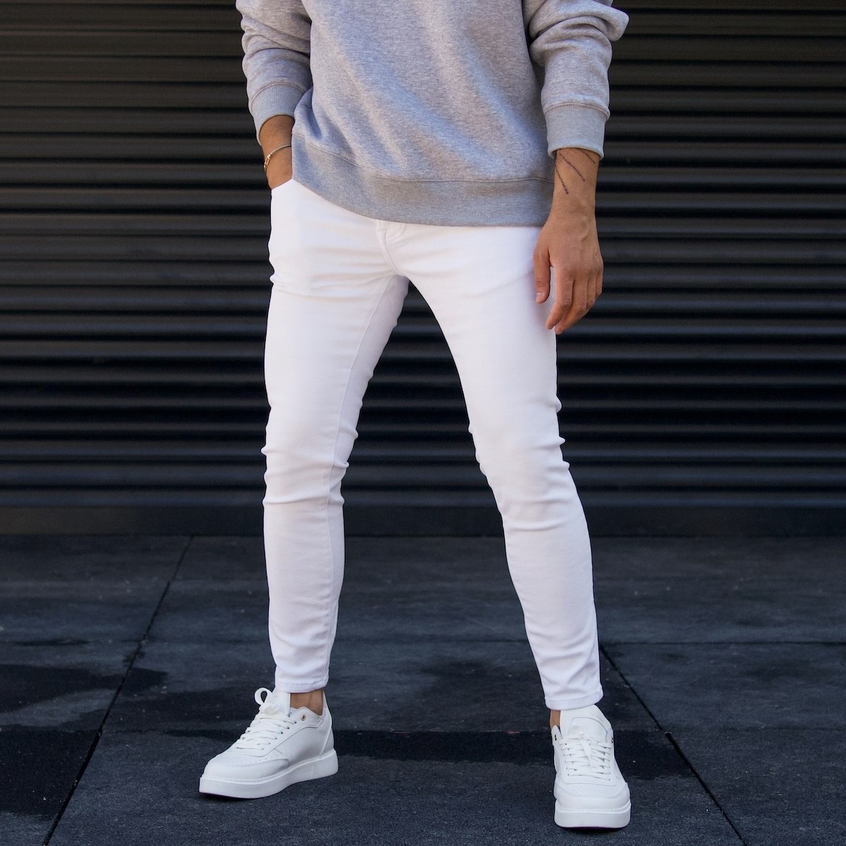 Men's Basic Jeans Pants White | Martin Valen