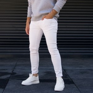 Men's Basic Jeans Pants White - 5