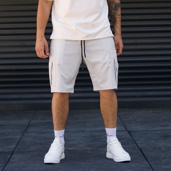 Men's Designer Shorts Side Pocket Detail Grey - 2