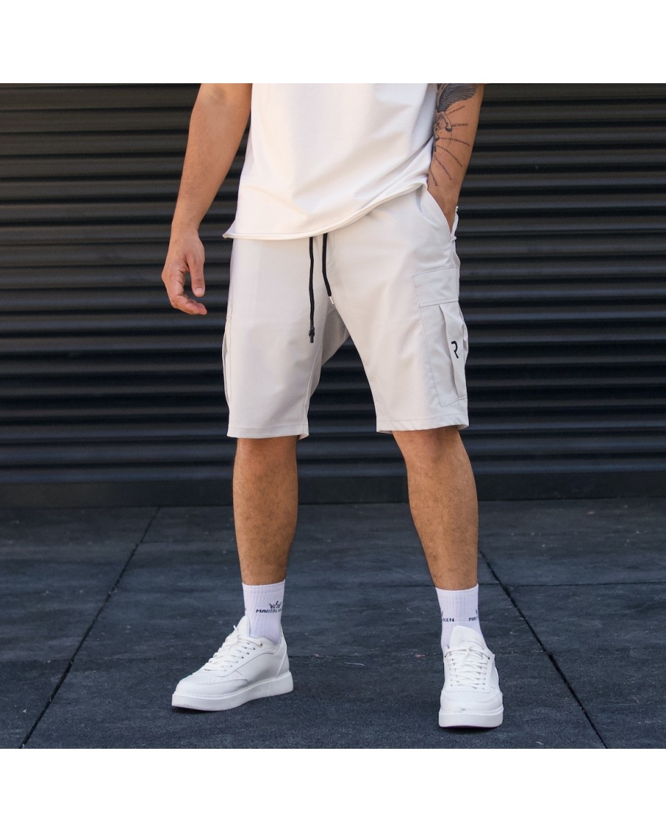 Men's Designer Shorts Side Pocket Detail Grey - 1