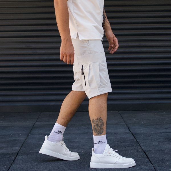 Men's Designer Shorts Side Pocket Detail Grey - 3