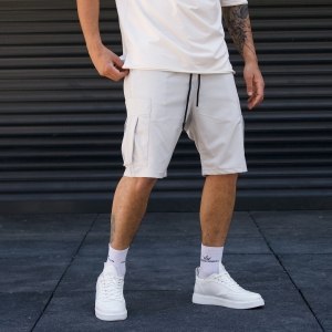 Men's Designer Shorts Side Pocket Detail Grey - 4
