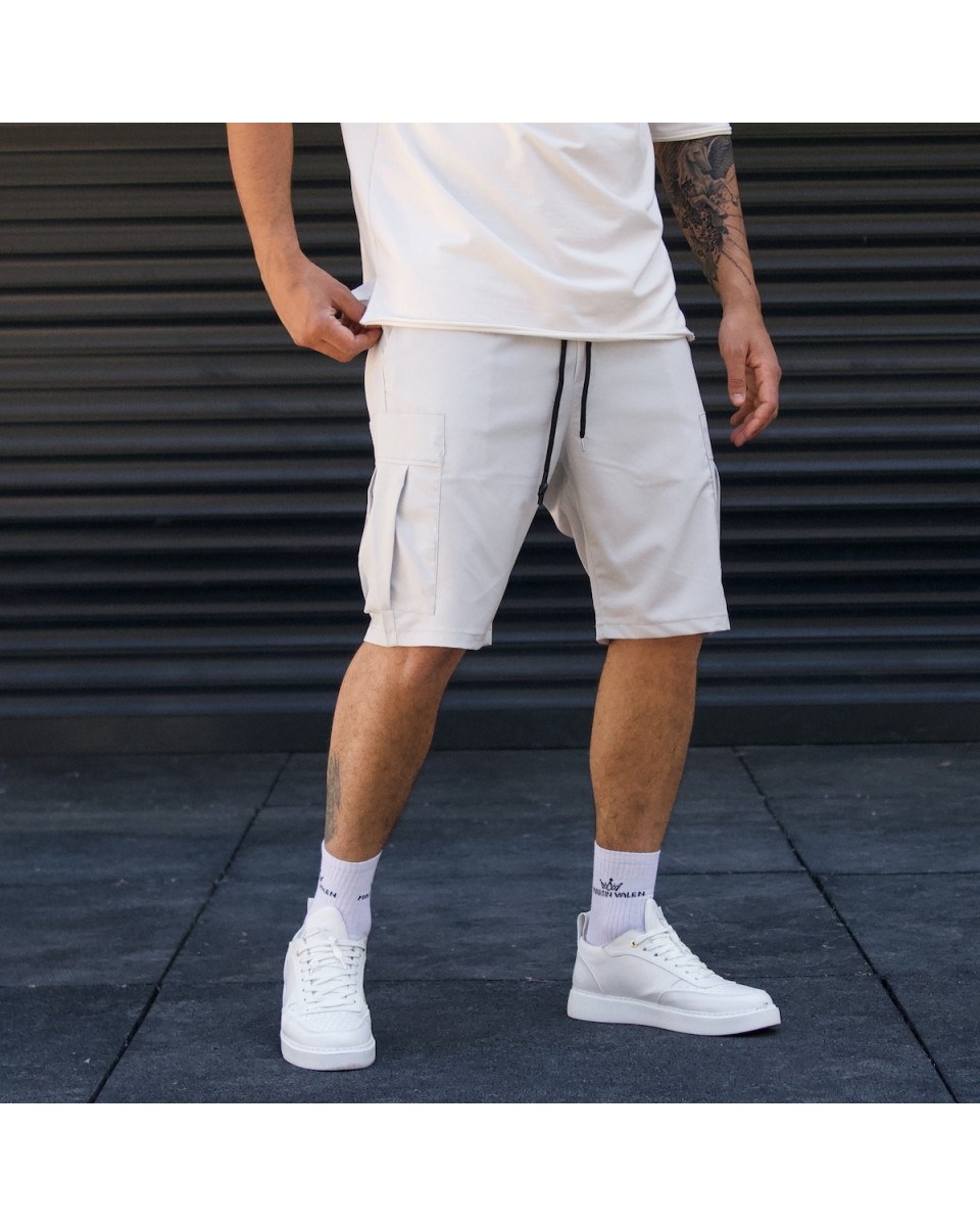 Pantalones cortos de diseñador para hombre con detalle de bolsillo lateral Gris | Martin Valen