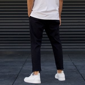 Men's Designer Jeans Fringe Ankle Pants Black - 5