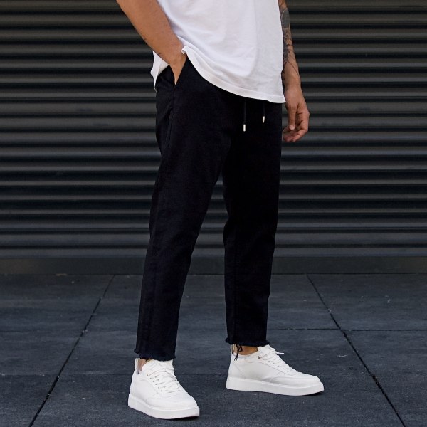 Men's Designer Jeans Fringe Ankle Pants Black - 2
