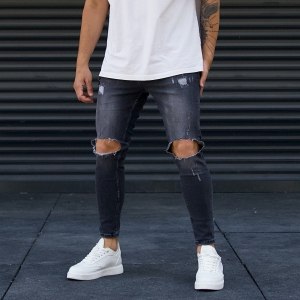 Men's Designer Jeans with Chain Fume - 2