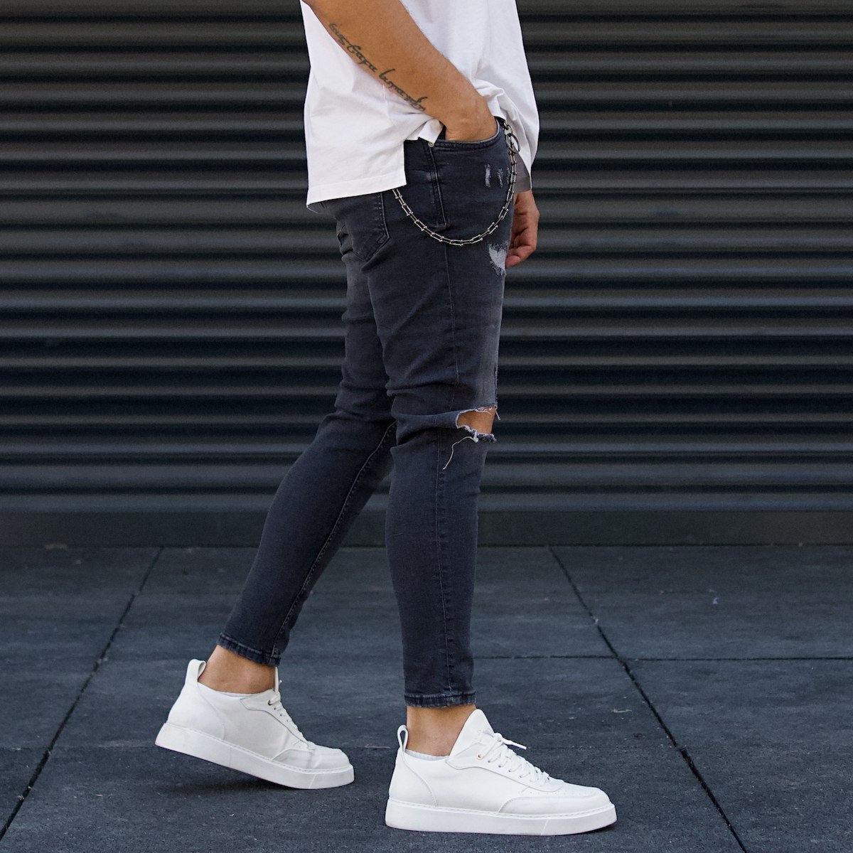 Jeans da Designer per Uomo con Catena Fumo | Martin Valen