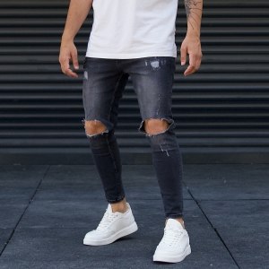 Men's Designer Jeans with Chain Fume - 3
