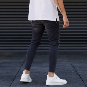 Men's Designer Jeans with Chain Fume