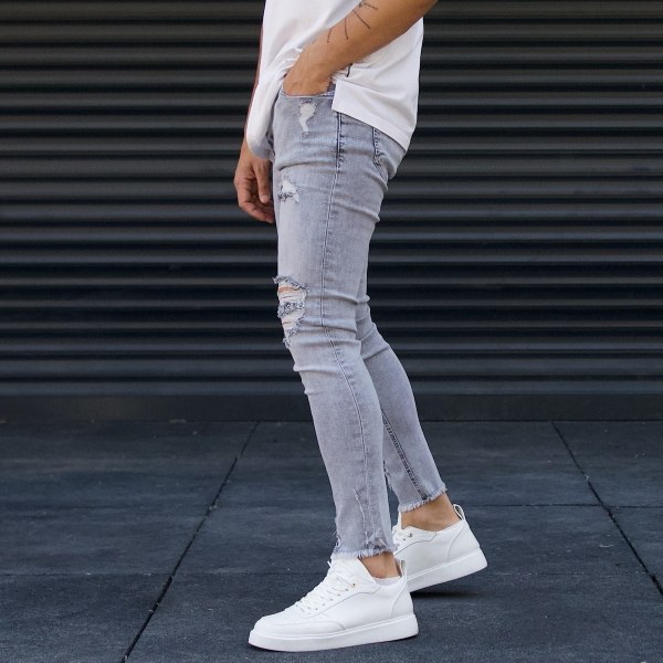 Men's Stonewashed Jeans Pants Grey - 5