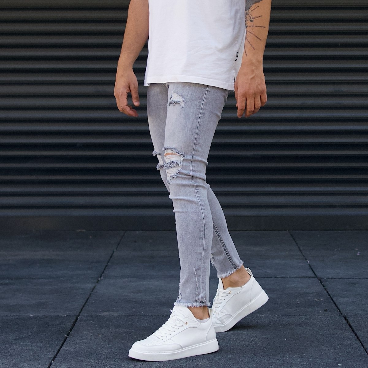 Men's Stonewashed Jeans Pants Grey | Martin Valen