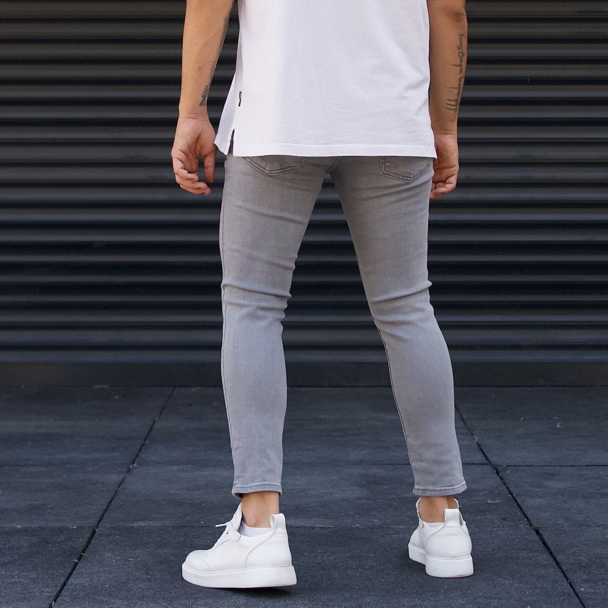 Men's Ripped Jeans Designer Pants Grey | Martin Valen