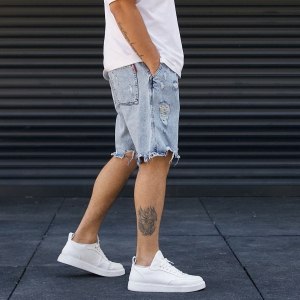 Men's Oversize Ripped Jeans shorts Blue - 5