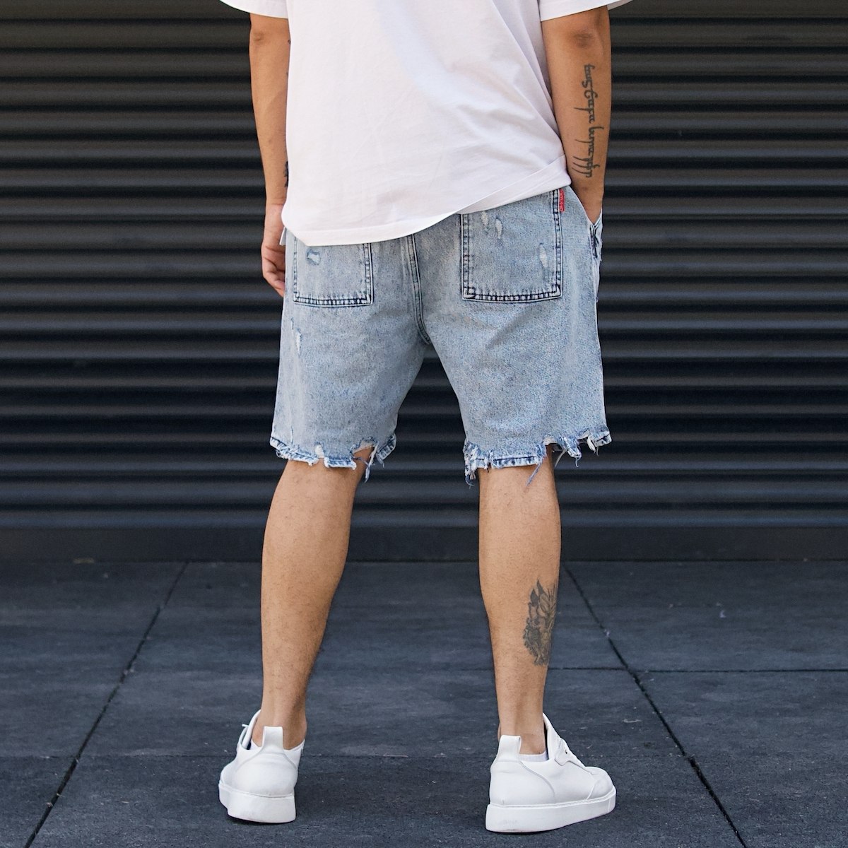 Men S Oversize Ripped Jeans Shorts Blue