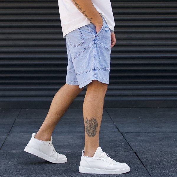 Men's Oversize Designer Jeans shorts Blue - 4