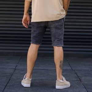 Men's Stonewashed Jeans Ripped Shorts Black - 6