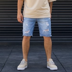 Men's Ripped Jeans Stonewashed Blue
