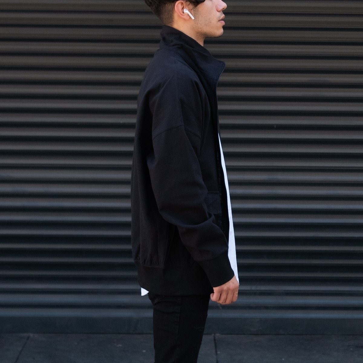 Men's Oversize Linen Jacket Pocket Detail Black | Martin Valen