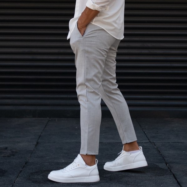 Men's Trousers Pants Light Fabric Striped Grey - 3