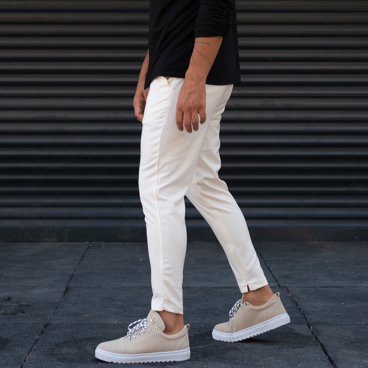 Men's Designer Trousers Pants Light Fabric White