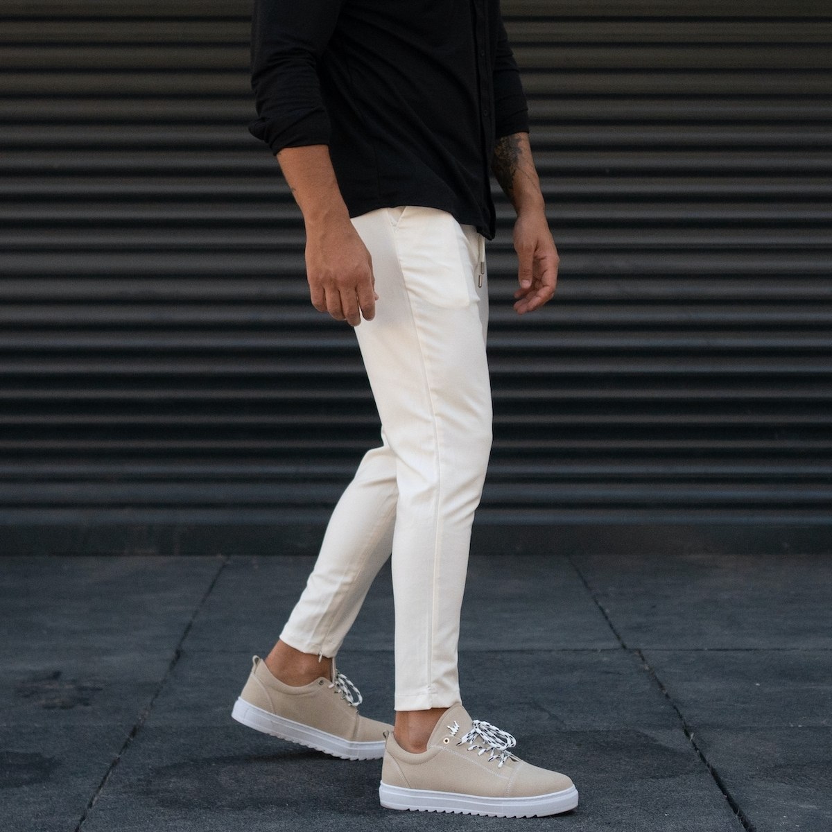 Men's Designer Trousers Pants Light Fabric White