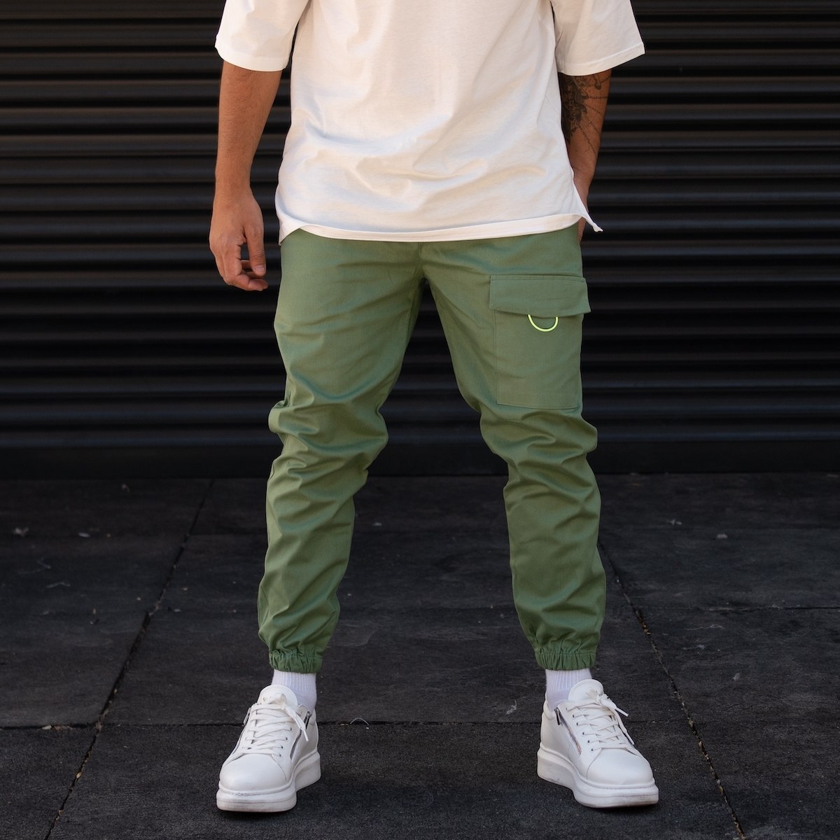 Men's Cargo Jogger Jeans With Pocket In Green
