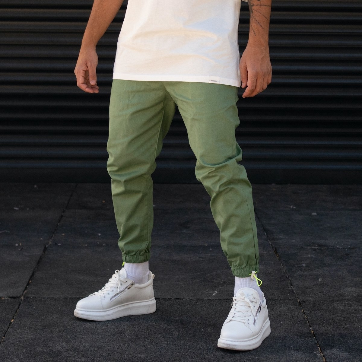 Olive Green Tapered Jogger Chinos Hockey Pants with Cuffs – GONGSHOW USA