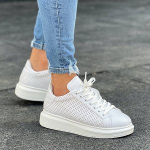 Mega Side-Mesh Sneakers in Full White - 2