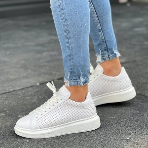 Mega Side-Mesh Sneakers in Full White - 3