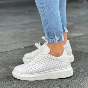 Mega Side-Mesh Sneakers in Full White - 4