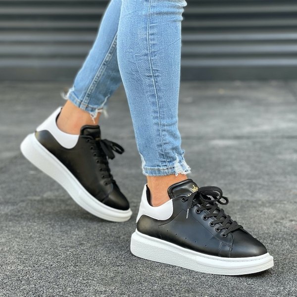 Plateau Sneakers Schuhe in schwarz-weiss - 4