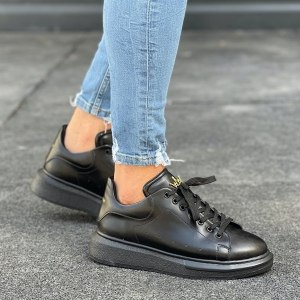 Men’s Crowned High Sole Sneakers Shoes All Black