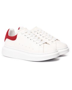 Plateforme Sneakers Basket Blanc-Rouge - 3