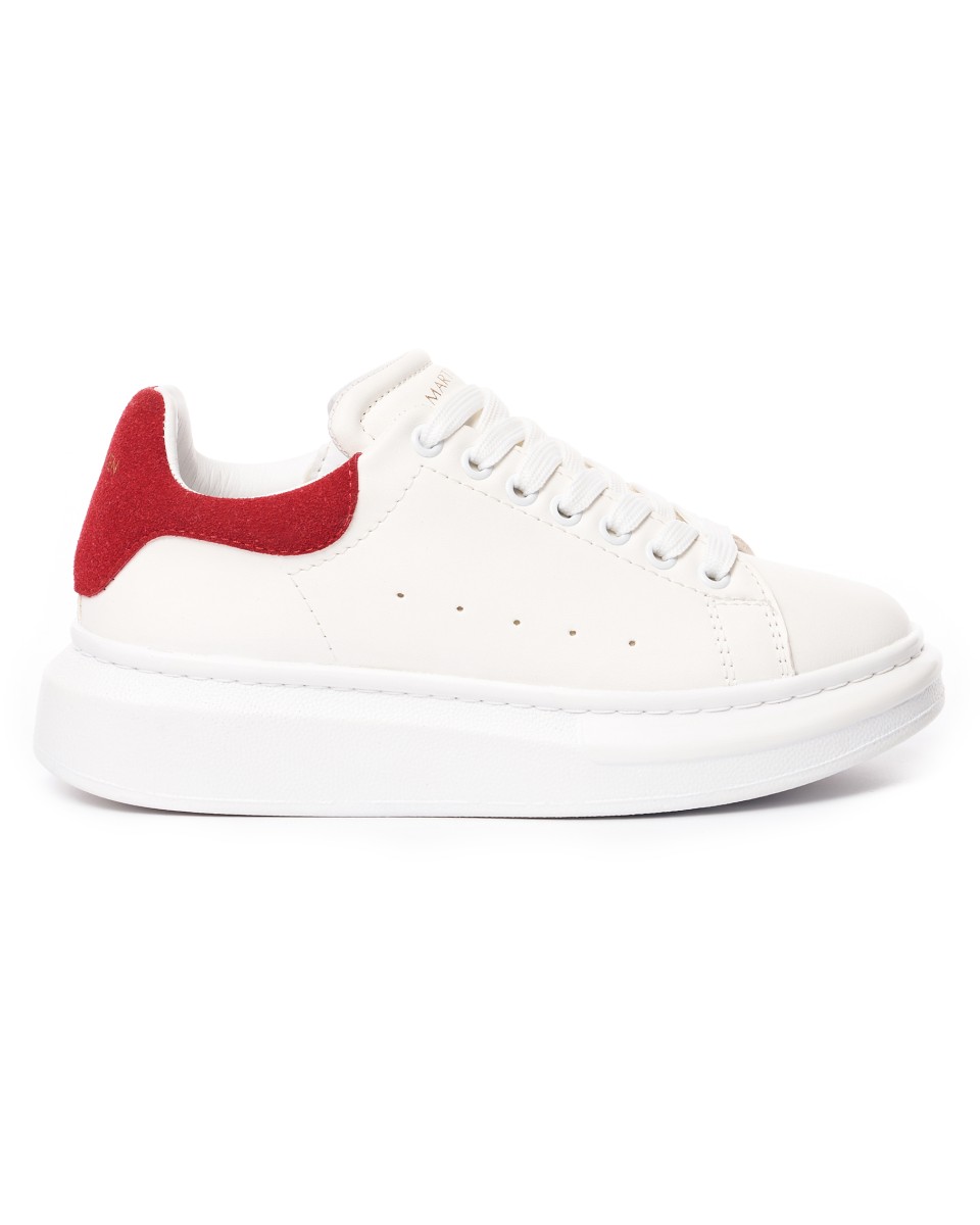 Sneakers Plataforma Basket Branco-Vermelho - 1
