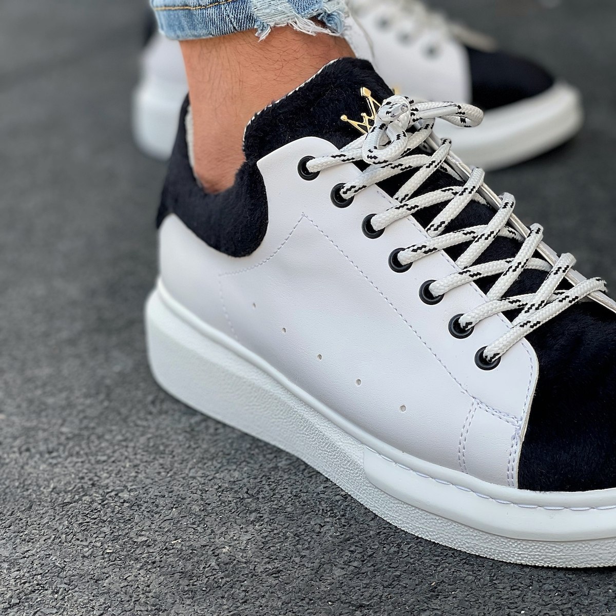 Chunky Sneakers Furry Shoes White | Martin Valen