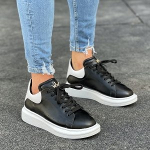Men’s Crowned High Sole Sneakers Shoes Black-White