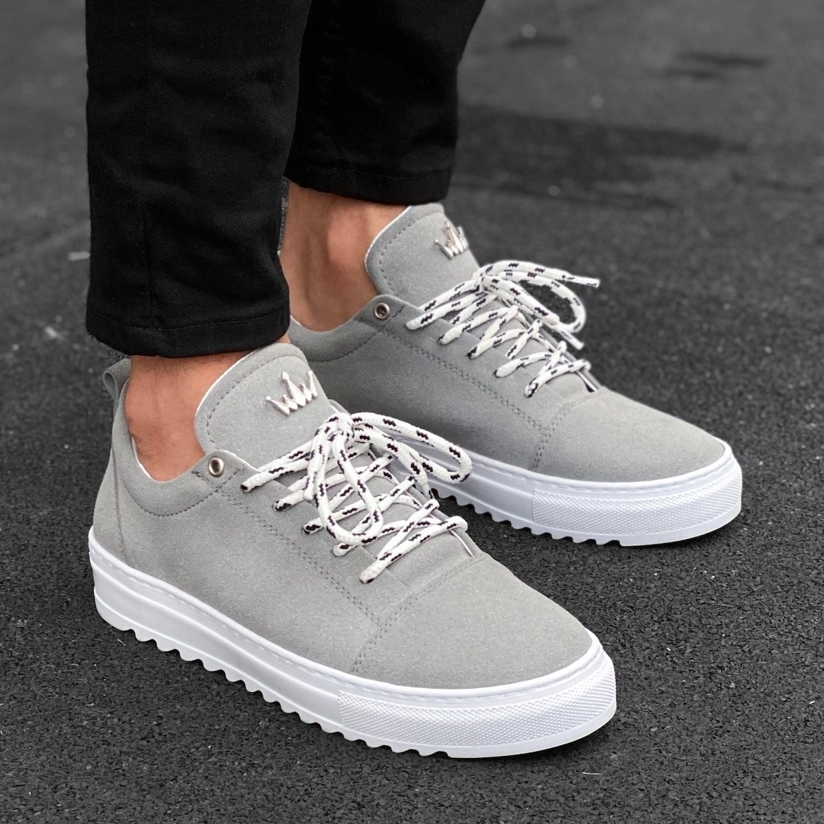 Men’s Low Top Suede Sneakers Shoes Grey | Martin Valen