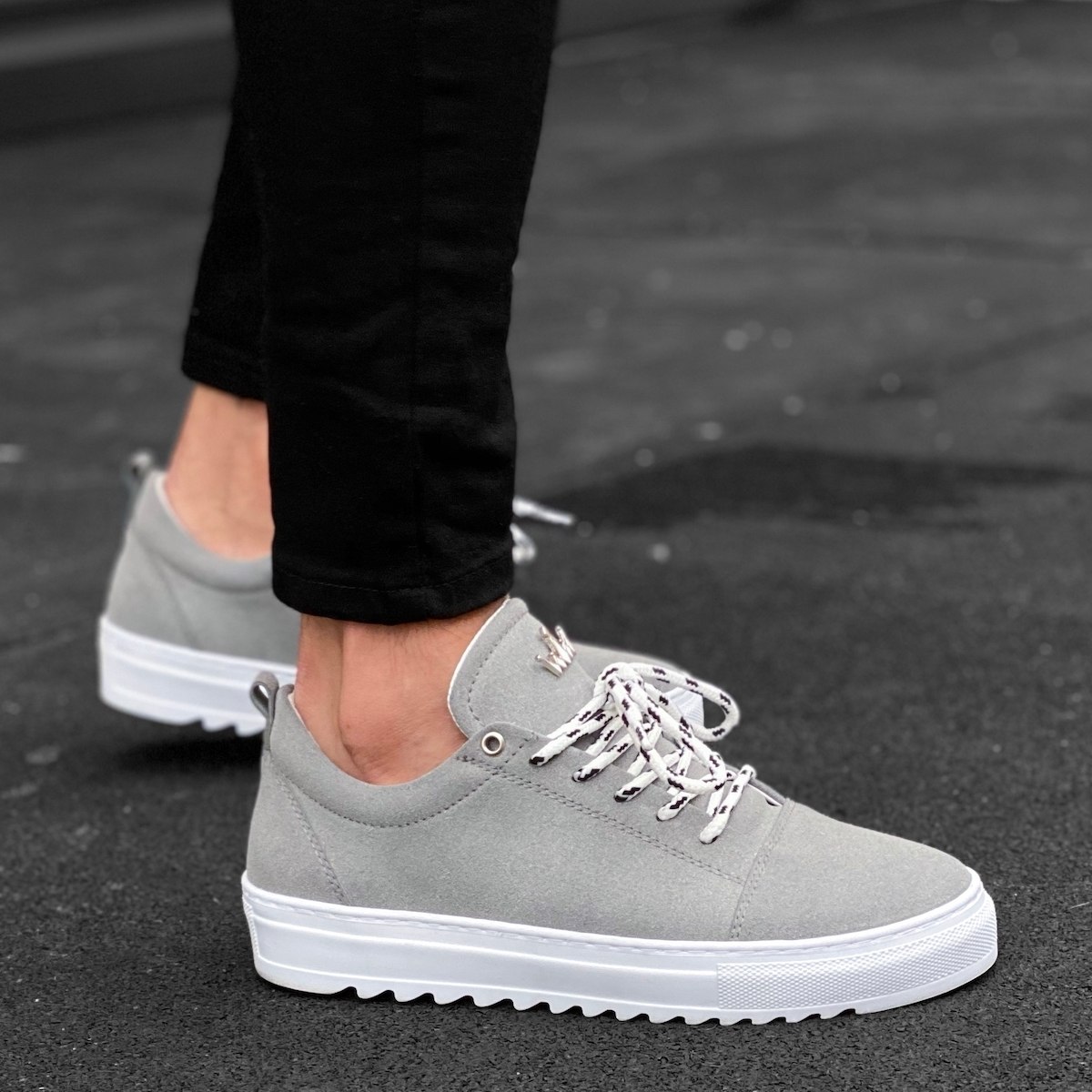 Men’s Low Top Suede Sneakers Shoes Grey | Martin Valen