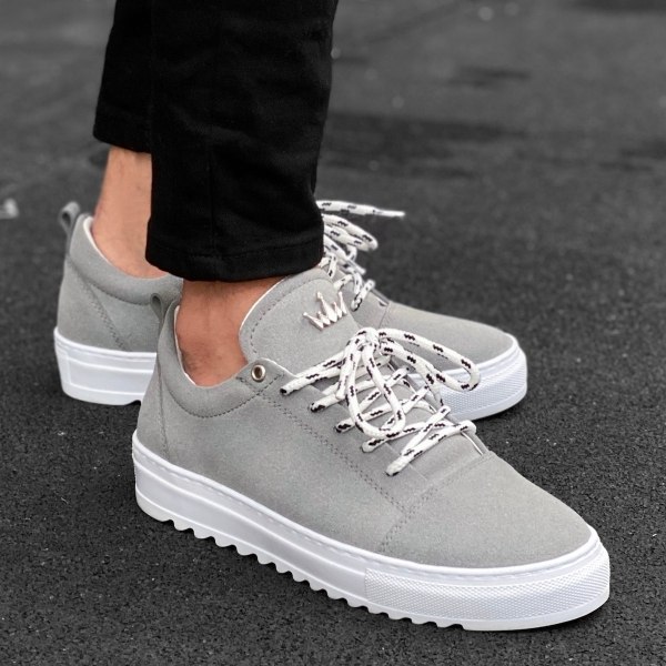 Men’s Low Top Suede Sneakers Shoes Grey