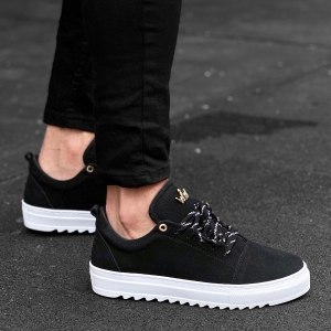 Men’s Low Top Suede Sneakers Shoes Black