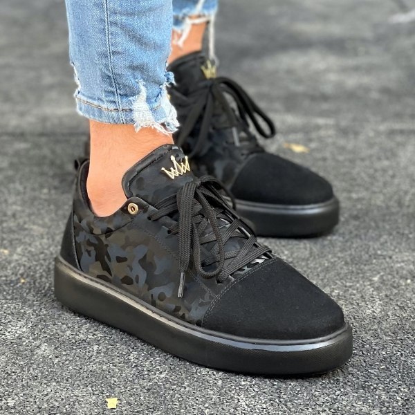 Hombre Coronado Sneakers Gruesas Negro-Camuflaje - 1
