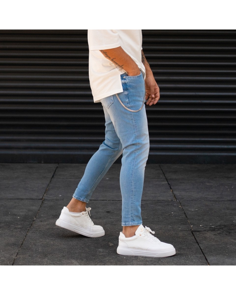 Jeans de Designer para Homens com Corrente azul Gelo | Martin Valen