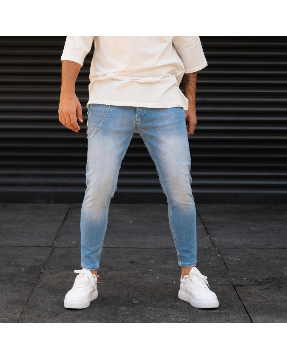 Jeans de Designer para Homens com Corrente azul Gelo | Martin Valen