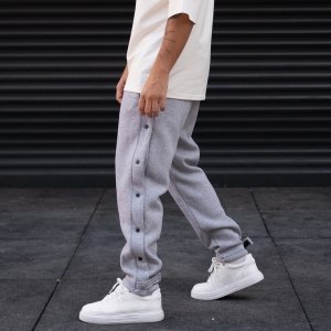 Men's Oversize Jogger Button Design Pants Grey - 5